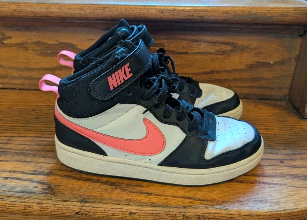 Nike Court Borough Size 6 Mid 2 Youth Shoes Pink Black & White Boys Girls